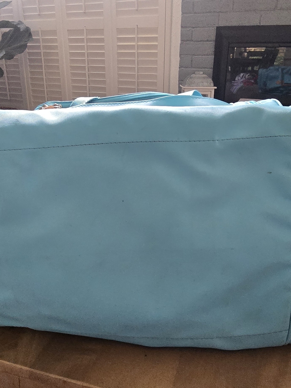 Jon Hart Design Medium Square Duffel Bag Aqua Blue Travel Weekender BCT Monogram - Picture 9 of 14